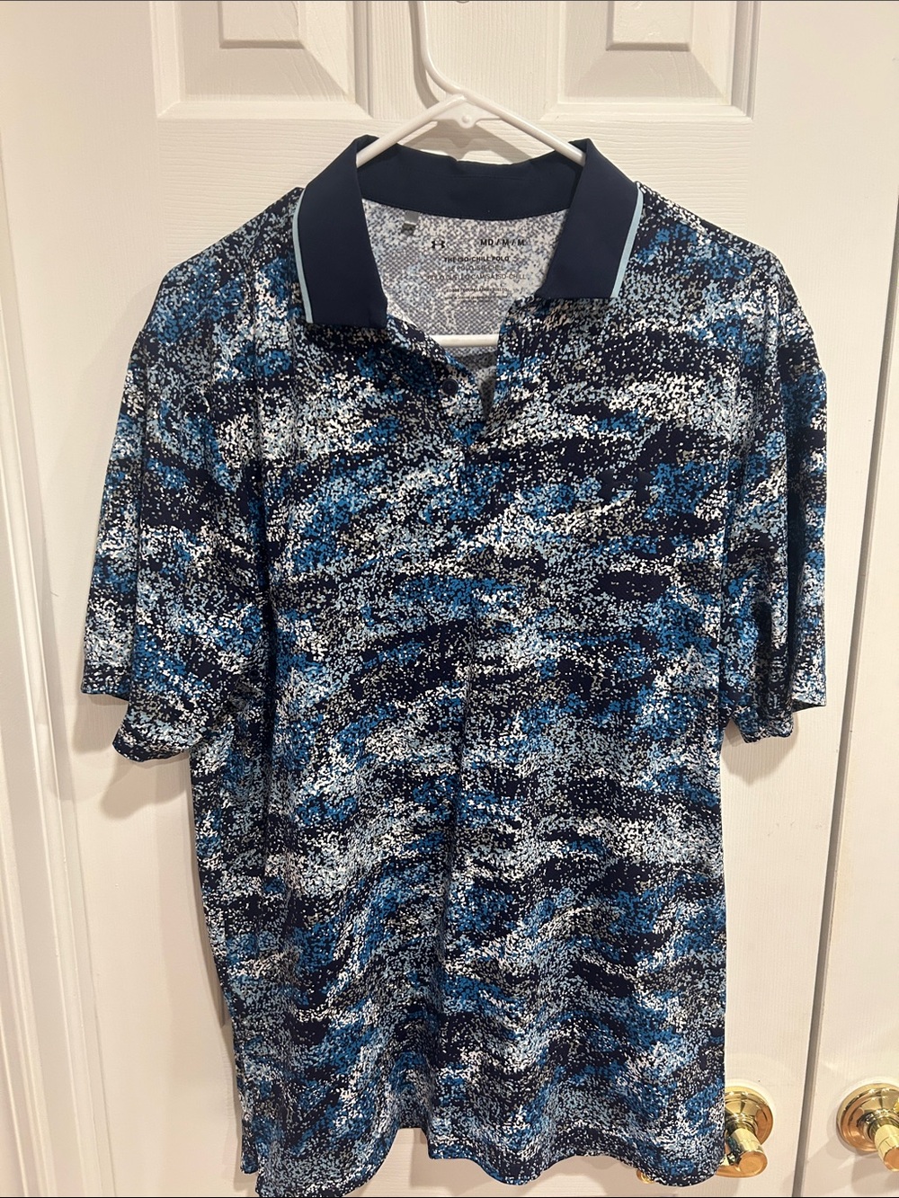 Under Armour Men's Navy and Blue Abstract Polo